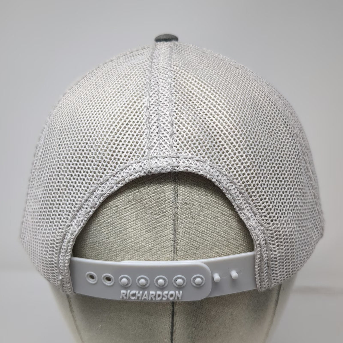 Richardson Trucker Hat Gray White One Size Idaho Steel 1918 Leather Patch Mesh