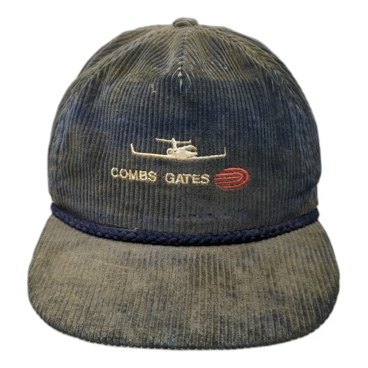 Imperial Headwear Trucker Hat Blue OS Combs Gates Aviation Corduroy Rope Hat