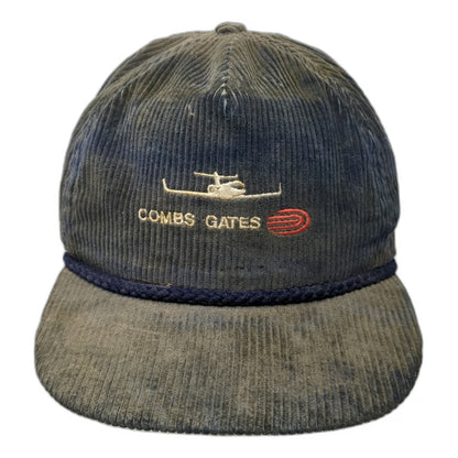 Imperial Headwear Trucker Hat Blue OS Combs Gates Aviation Corduroy Rope Hat