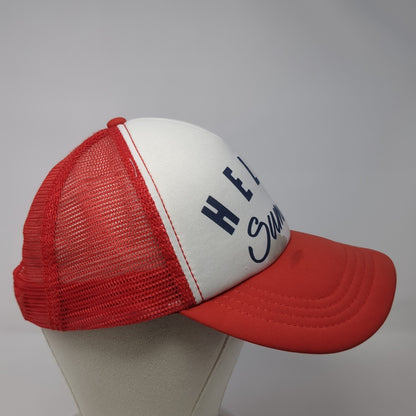 Hello Summer Snapback Mesh Back Trucker Hat Red One Size Billabong