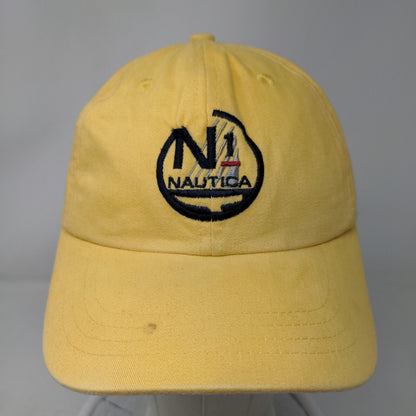 Nautica Strapback Hat Yellow One Size Embroidered Adjustable 6 Panel