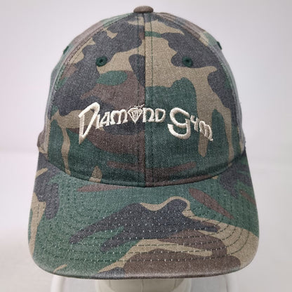 Flexfit Baseball Cap Green Camo XL Diamond Gym Logo Stretch Fit Woodland Hat