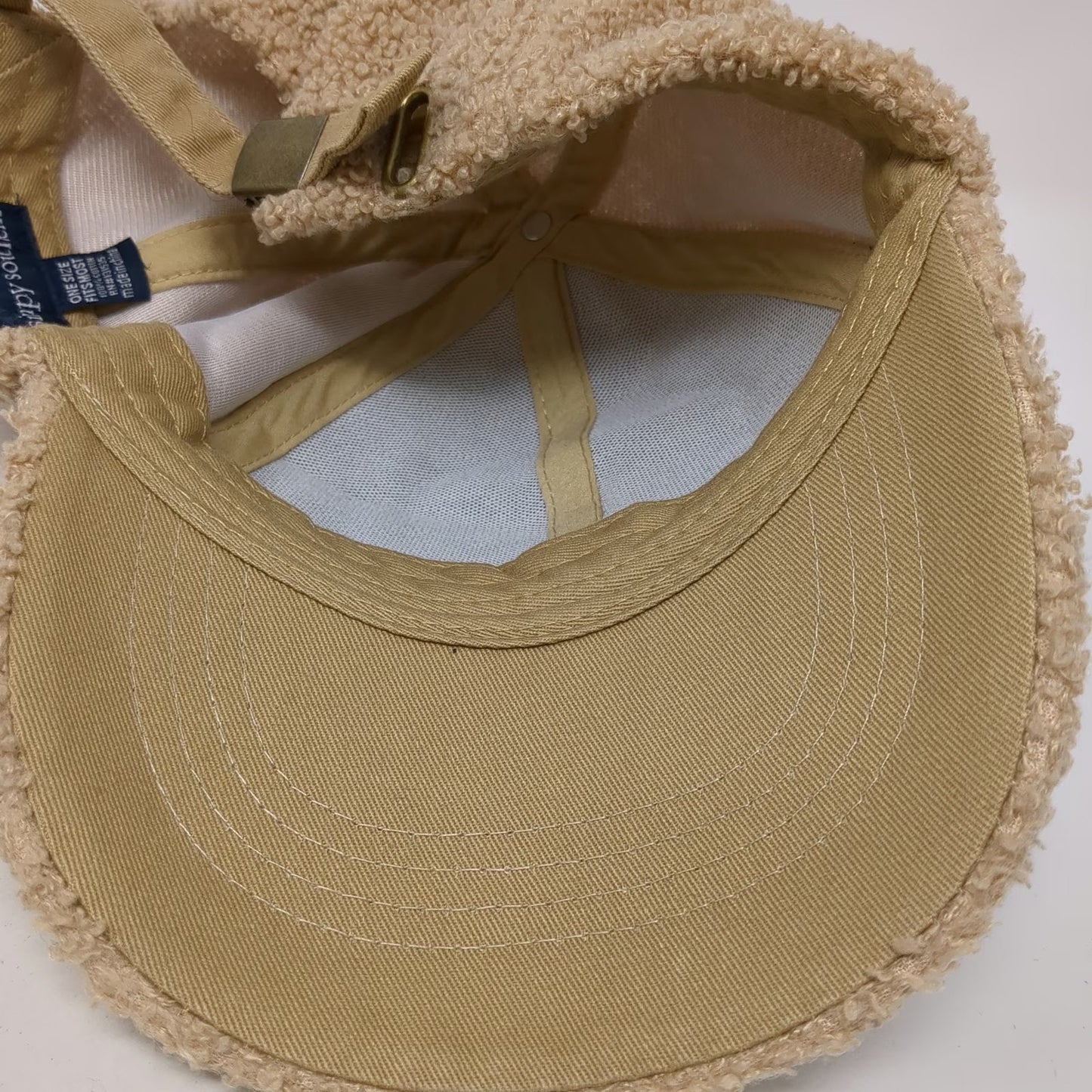 Simply Southern Baseball Cap Beige One Size Sherpa Fleece Glitter Slideback Hat