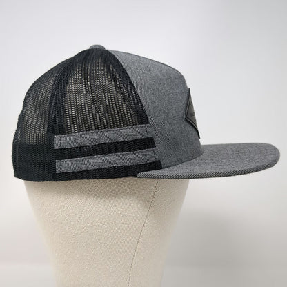 RVCA Trucker Hat Gray One Size Herringbone Diamond Logo Patch Snapback Mesh