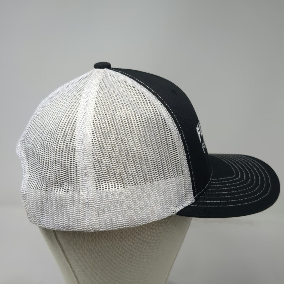 Richardson Trucker Hat Black White One Size Mesh Back Snapback Flo-Rite Fluids