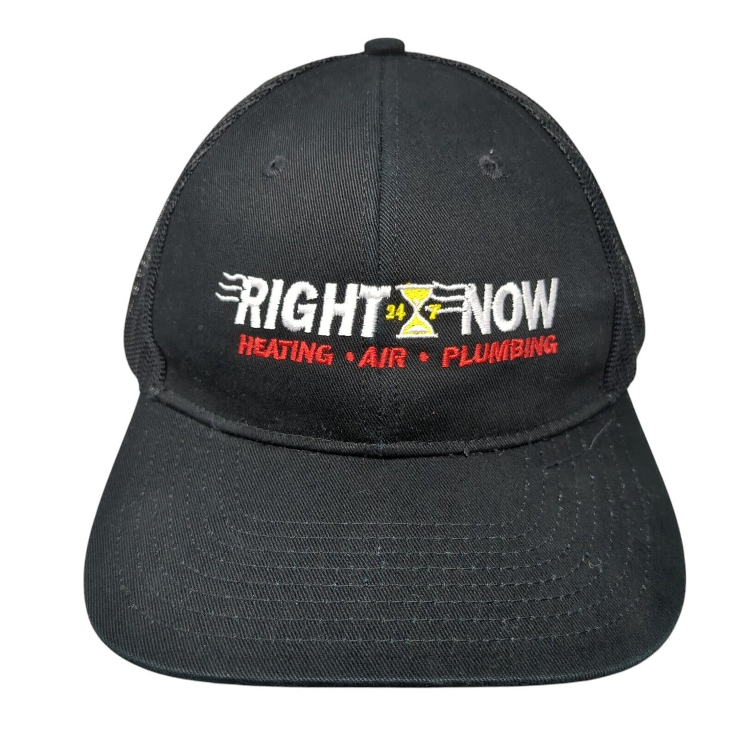 Right Now Heating Air Plumbing Trucker Hat Black One Size Mesh Back