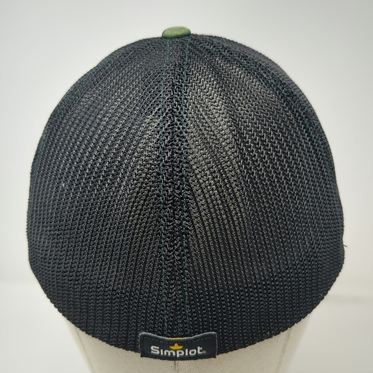 Simplot Baseball Cap Green M Camo Mesh Flexfit Yellow Logo Structured Hat