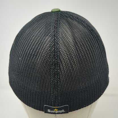 Simplot Baseball Cap Green M Camo Mesh Flexfit Yellow Logo Structured Hat