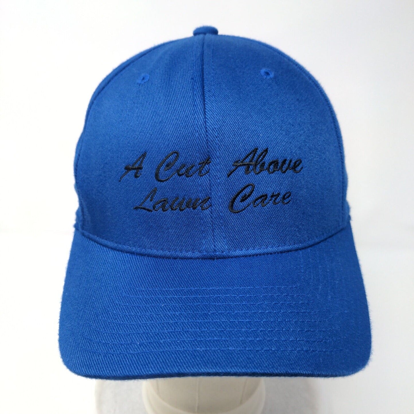 A Cut Above Lawn Care Fitted Hat Blue L/XL Flexfit 6 Panel Port Authority
