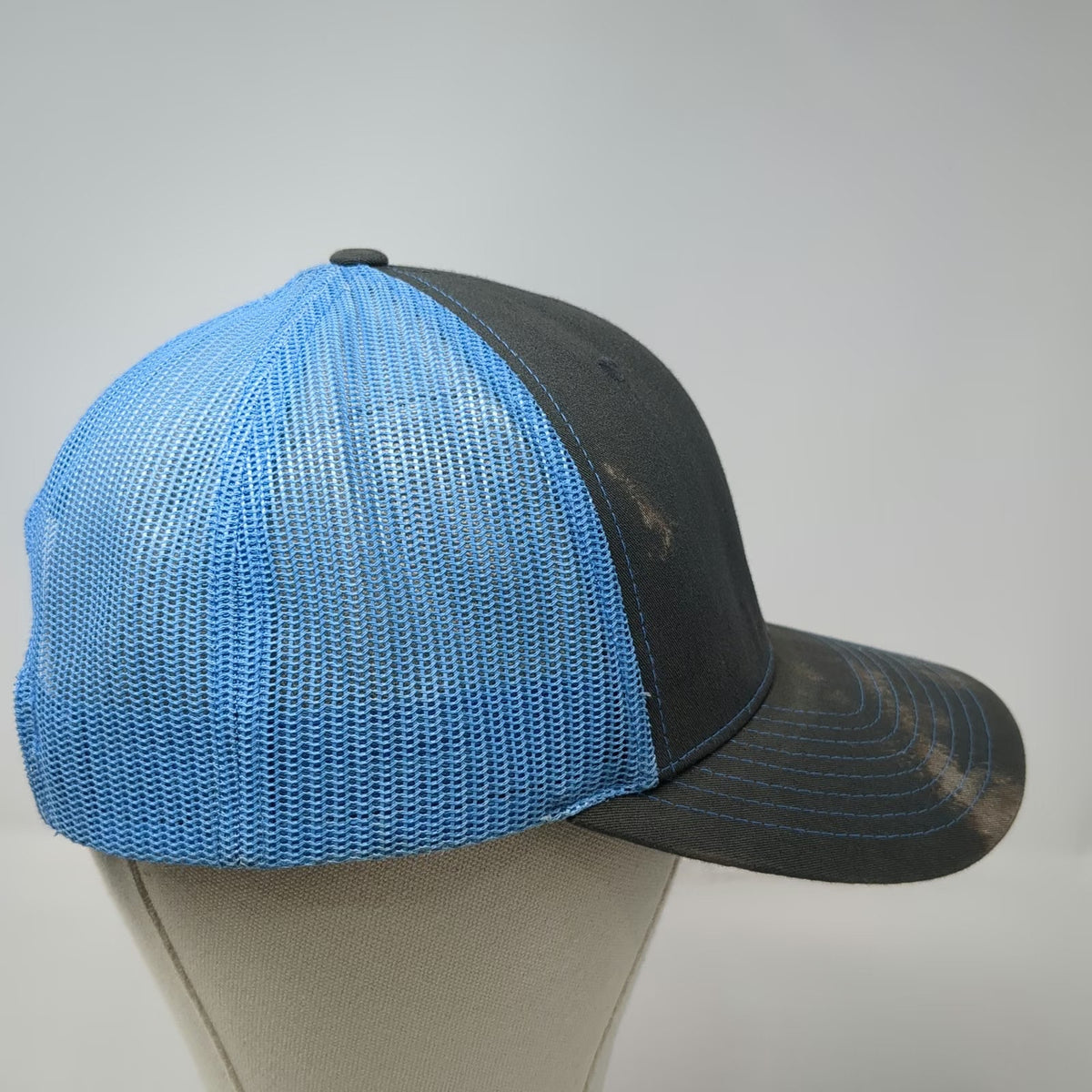 Richardson Trucker Hat Gray Blue One Size Mesh Back Snapback Pool And Spa Hat