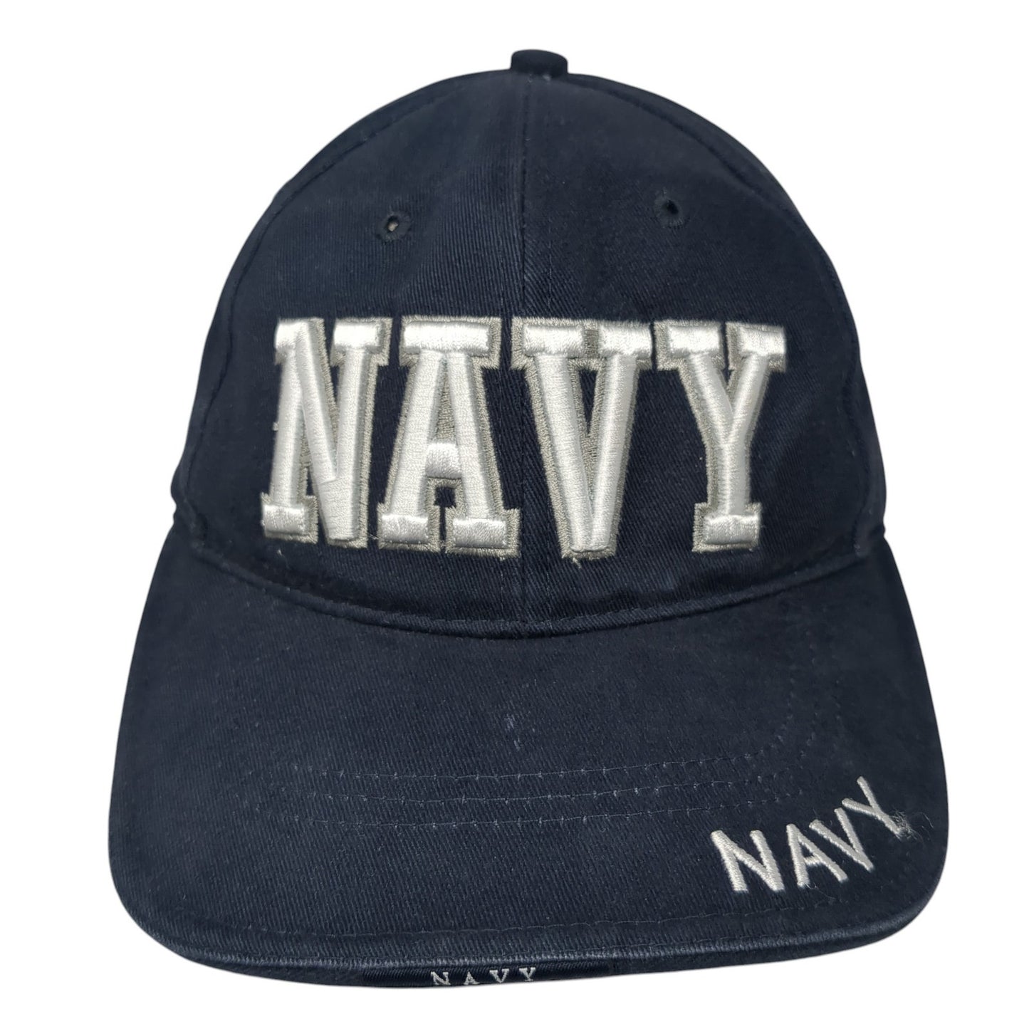 Navy Spell Out Strapback Hat Blue One Size Adjustable Embroidered Rothco