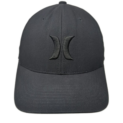 Hurley Baseball Cap Black M Flexfit Tonal Embroidered Logo Polyester Hat