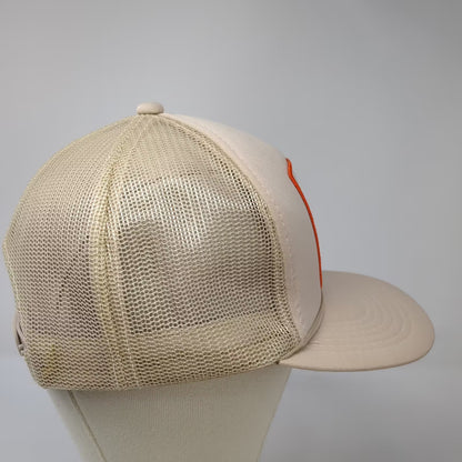 Young An Intelledex Beige Trucker Hat OS Mesh Patch Snapback Graphic Vintage