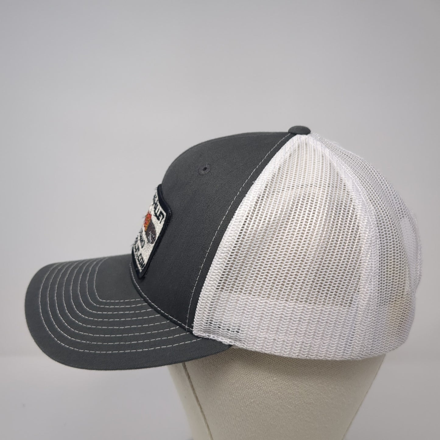 Burning Bullet Patch Snapback Trucker Hat Gray One Size Mesh Back