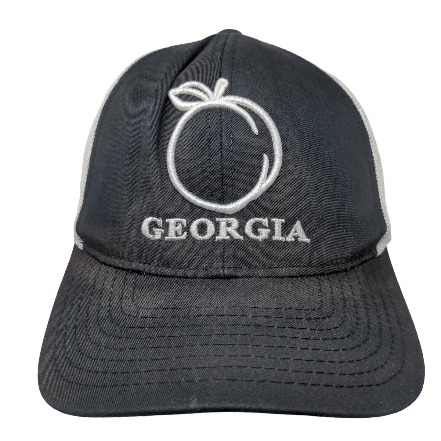 Georgia Peach Snapback Mesh Back Trucker Hat Blue One Size Colorblock