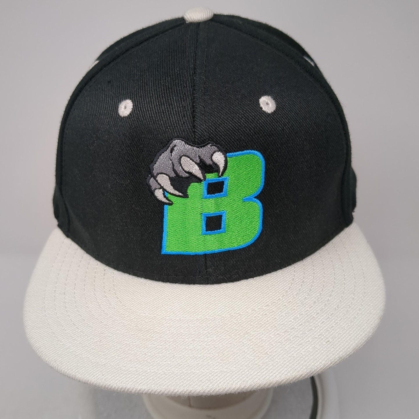 B Claw Logo Snapback Hat Black One Size Embroidered Colorblock 6 Panel
