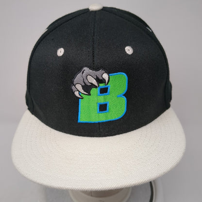 B Claw Logo Snapback Hat Black One Size Embroidered Colorblock 6 Panel