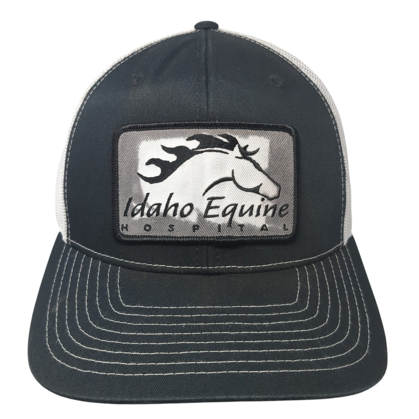 Idaho Equine Hospital Snapback Trucker Hat Black One Size Mesh Back