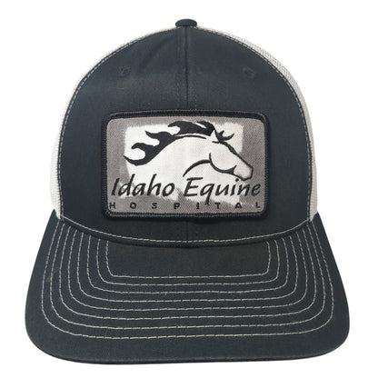 Idaho Equine Hospital Snapback Trucker Hat Black One Size Mesh Back