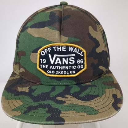 Vans 5 Panel Hat Green Black Camo One Size Snapback Logo Patch Authentic OG