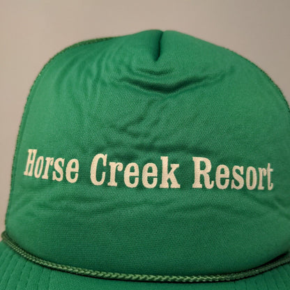 Horse Creek Resort Men's Snapback Mesh Back Trucker Hat Green Rope Graphic Logo