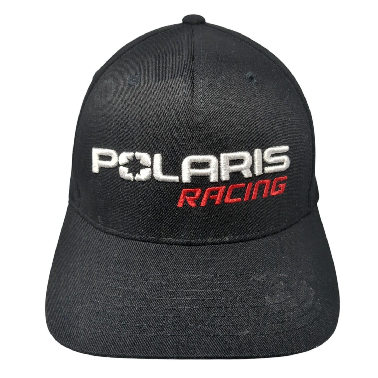 Polaris Racing Fitted Hat Black L/XL Embroidered Vented Holes 6 Panel Flexfit
