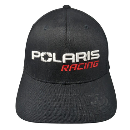 Polaris Racing Fitted Hat Black L/XL Embroidered Vented Holes 6 Panel Flexfit