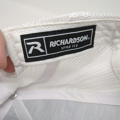 Richardson Trucker Hat Blue Gray White One Size Leather Patch Mesh Back Snapback