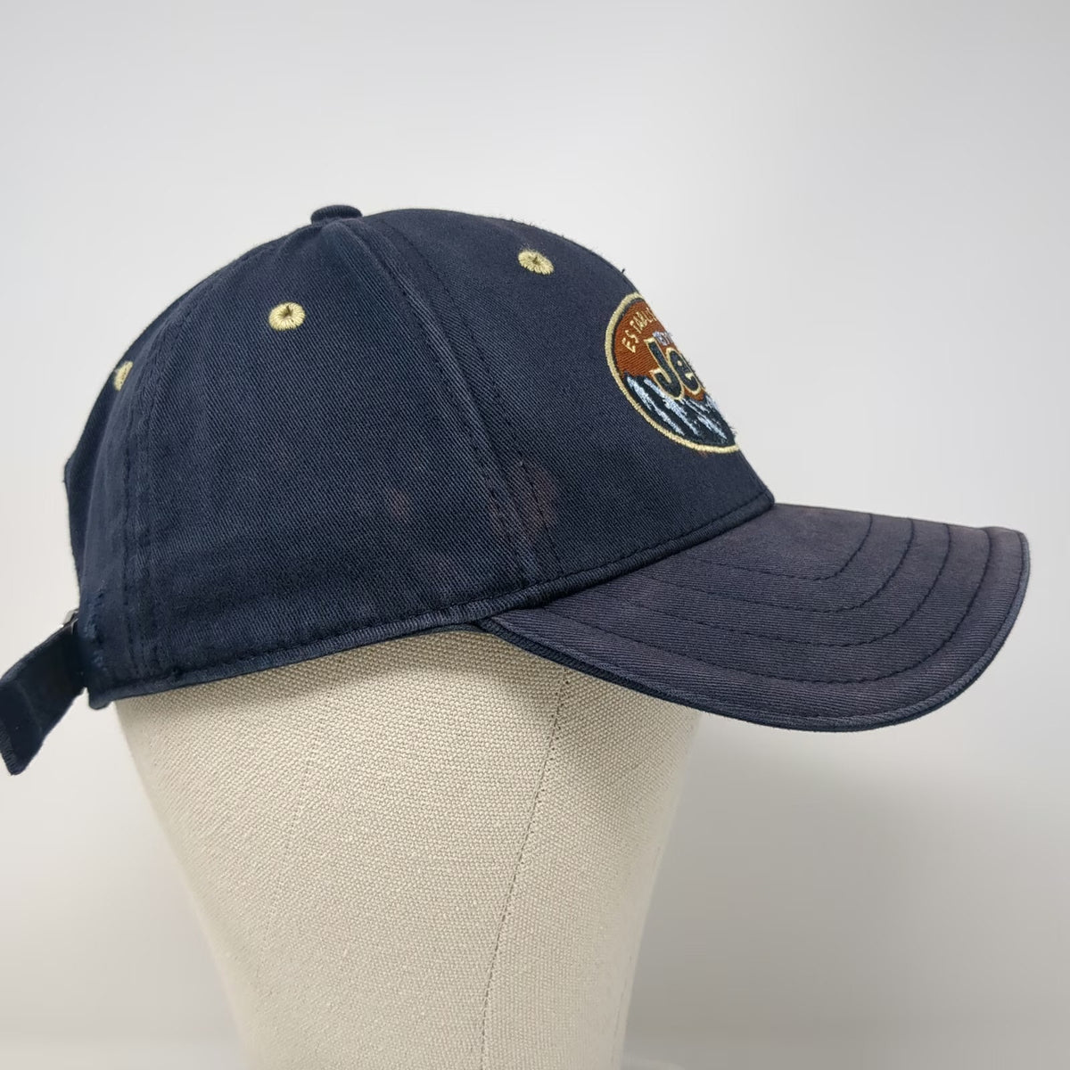Jeep Baseball Cap Blue One Size Test the Limits Mountain Graphic Slideback Hat