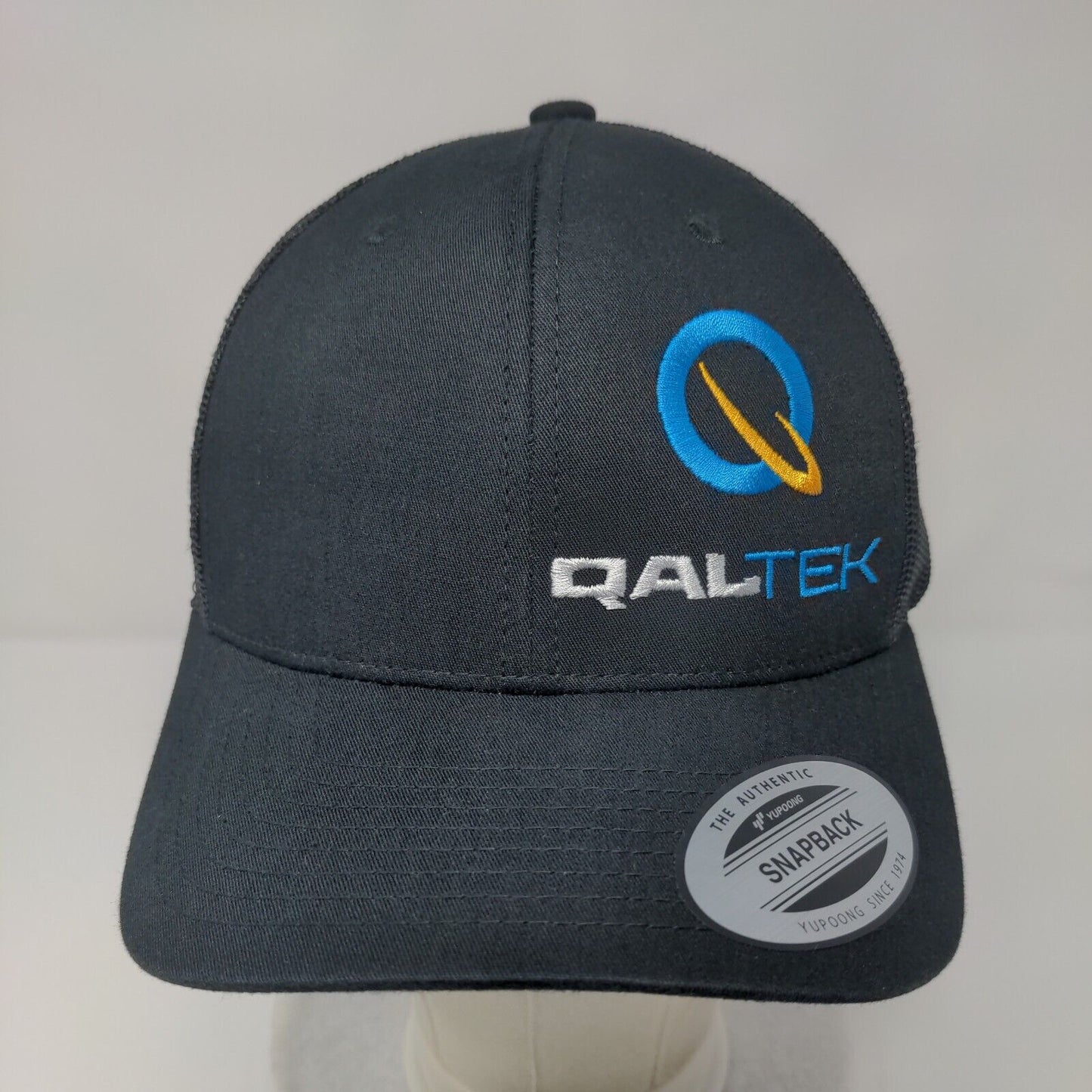 Qaltek Snapback Mesh Back Trucker Hat Black One Size Embroidered Yupoong