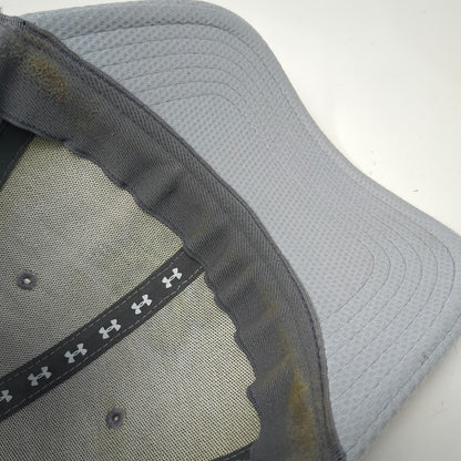 Under Armour Baseball Cap Gray L Fitted Textured Hat Navy Blue Logo Performance