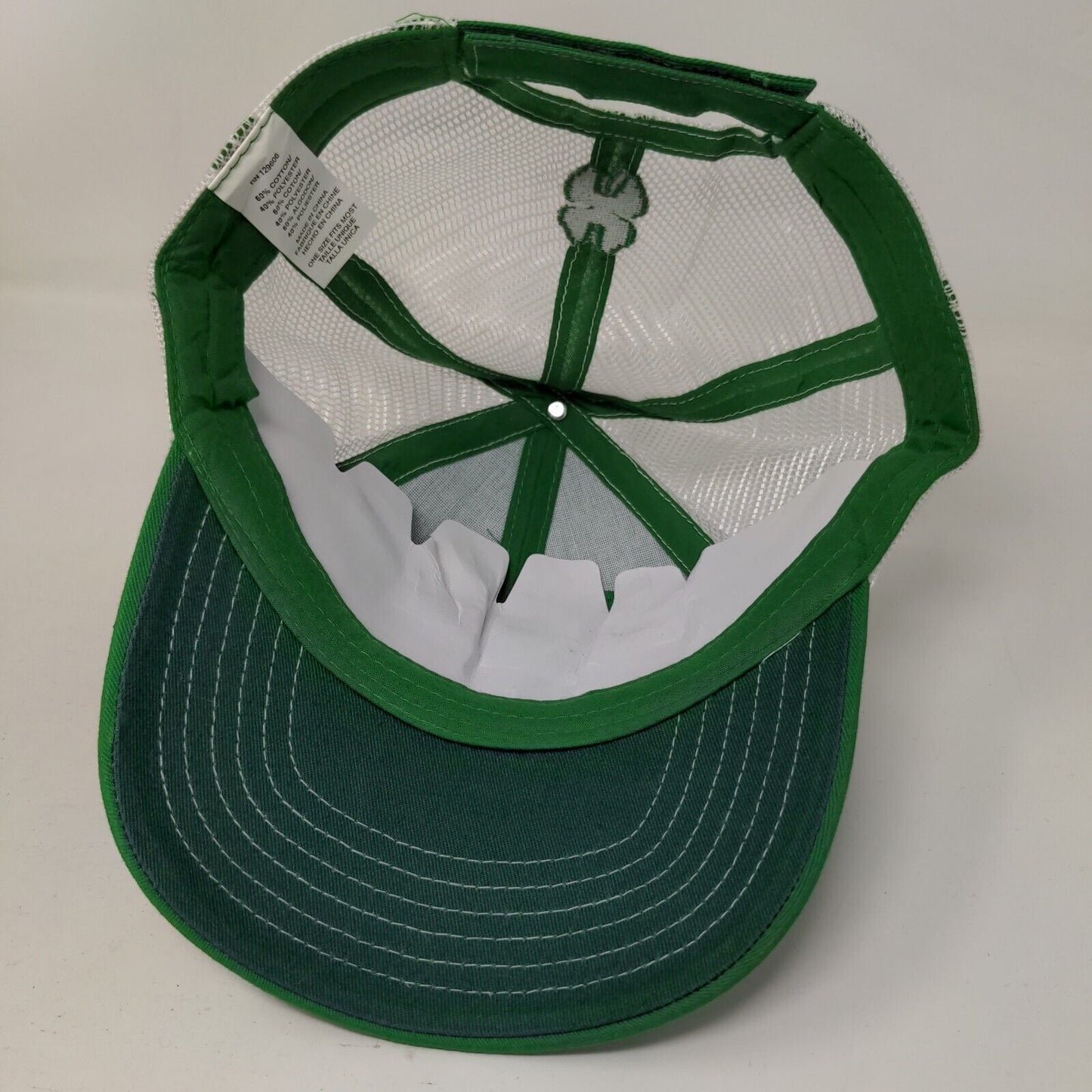 Budweiser Strapback Trucker Hat Green OSFM Embroidered Mesh Back Clover