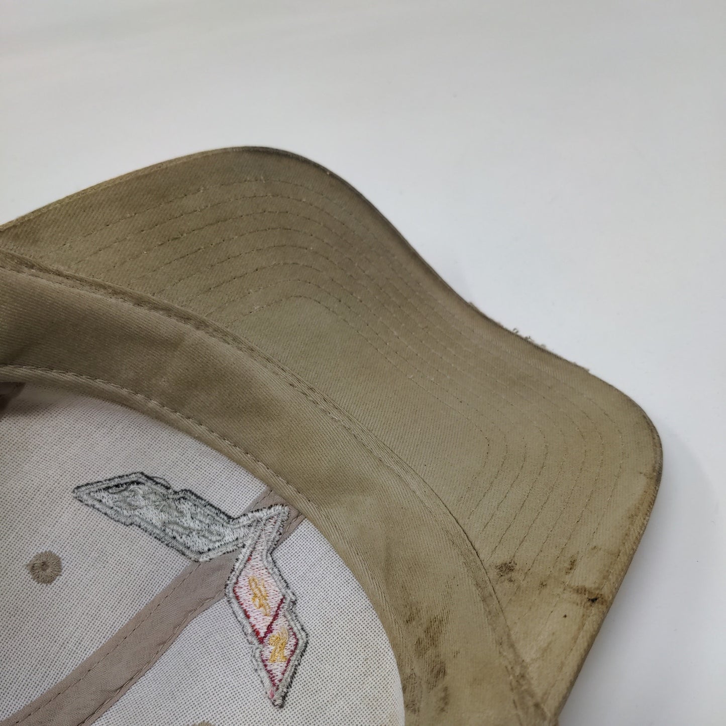 Corvette Strapback Hat Tan OSFM Embroidered Adjustable Vent Holes Distressed