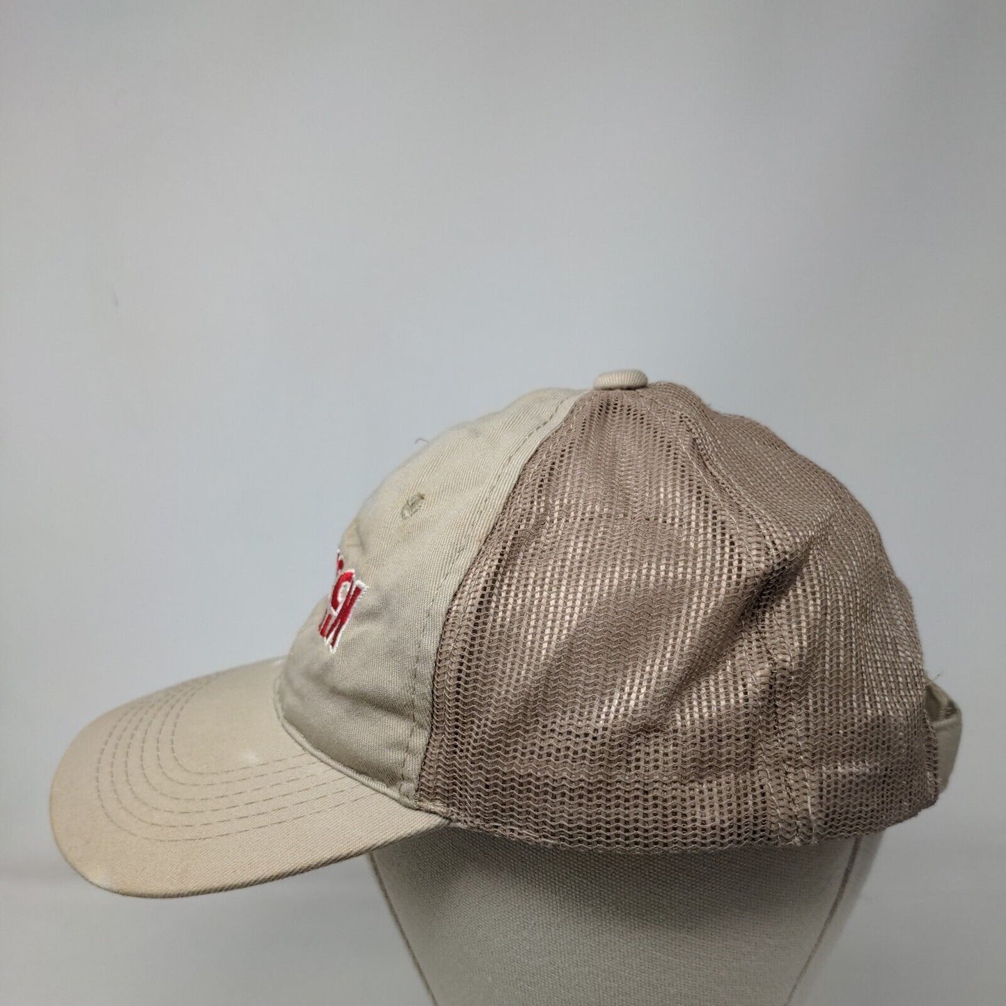 Hancock Mechanical Strapback Trucker Hat Tan OSFM Mesh Back Outdoor Cap