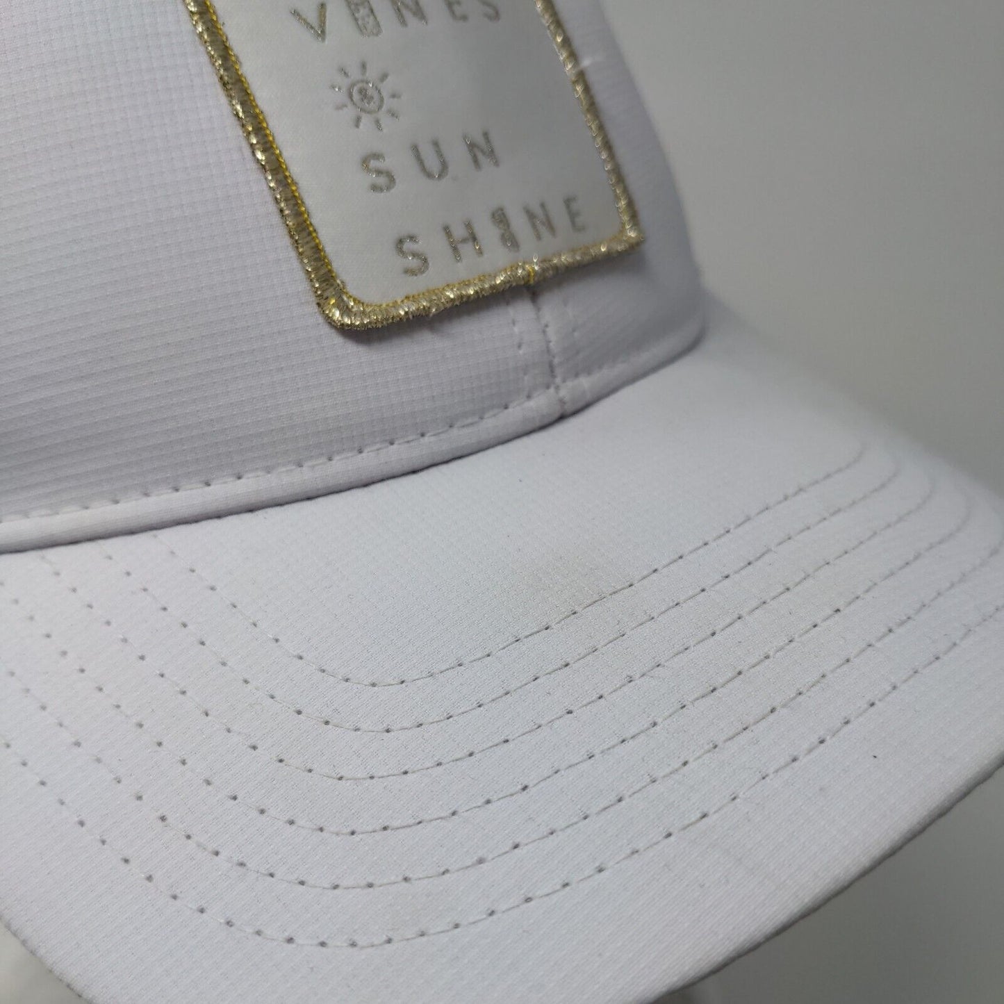 Wines Vines & Sunshine Slideback Hat White OSFM Adjustable Fahrenheit