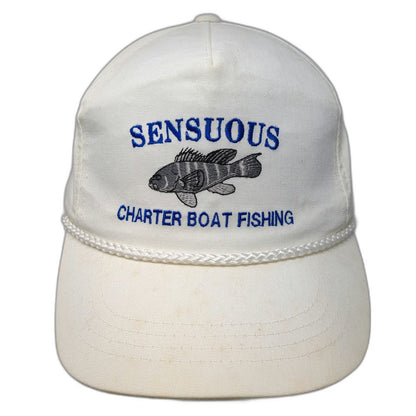 Yupoong 5 Panel White One Size Snapback Rope Hat Sensuous Charter Boat Fishing