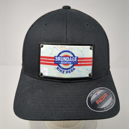 Brundage Mountain Bike Park Fitted Trucker Hat Black OS Flexfit Mesh Yupoong