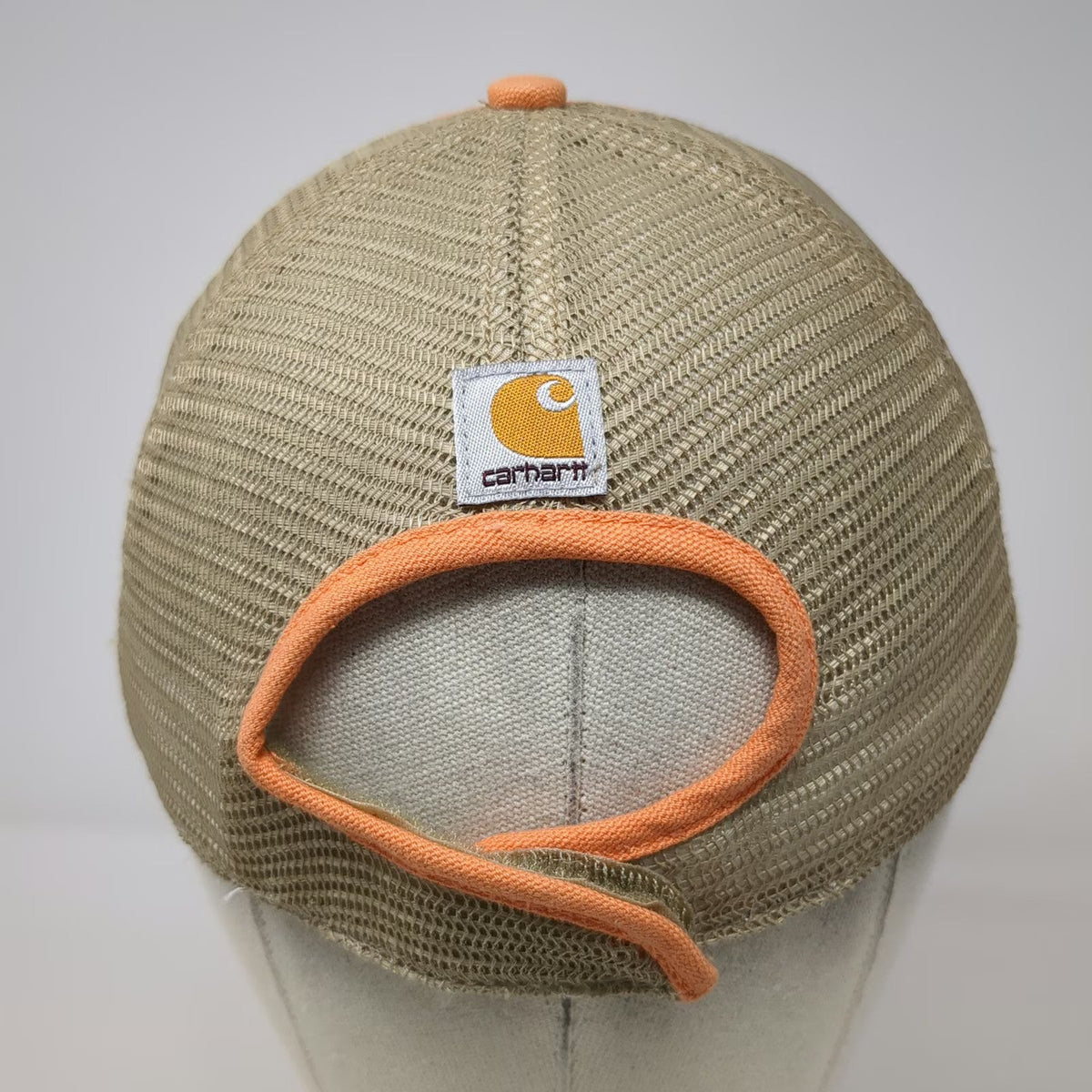 Carhartt Baseball Cap Orange One Size Mesh Back Strapback Frayed Patch Hat