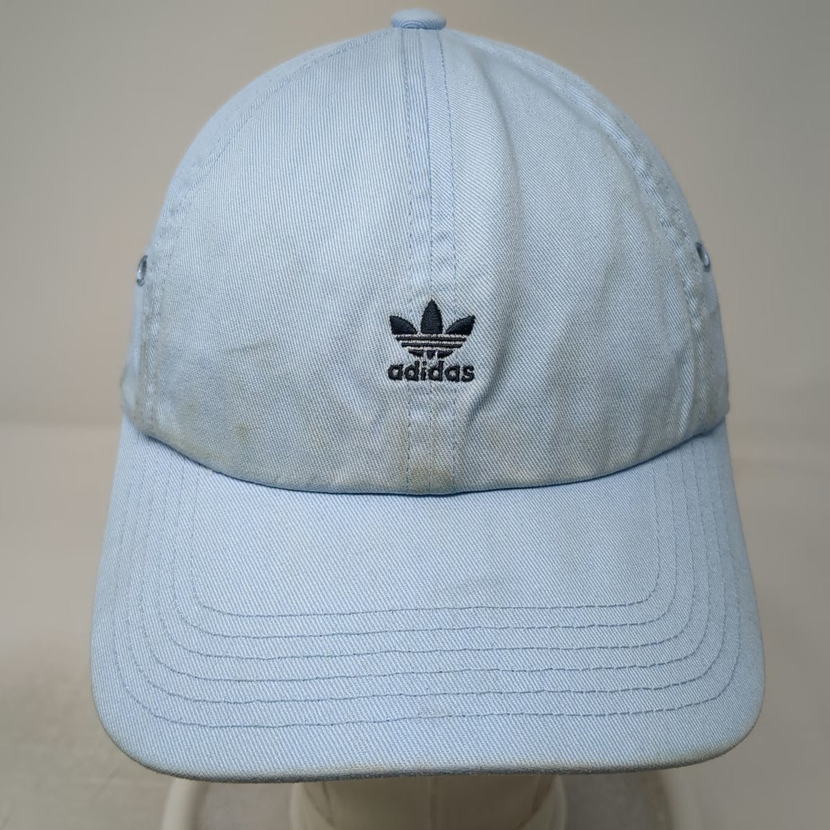Adidas Baseball Cap Blue One Size Trefoil Embroidered Logo Slideback Cotton Hat