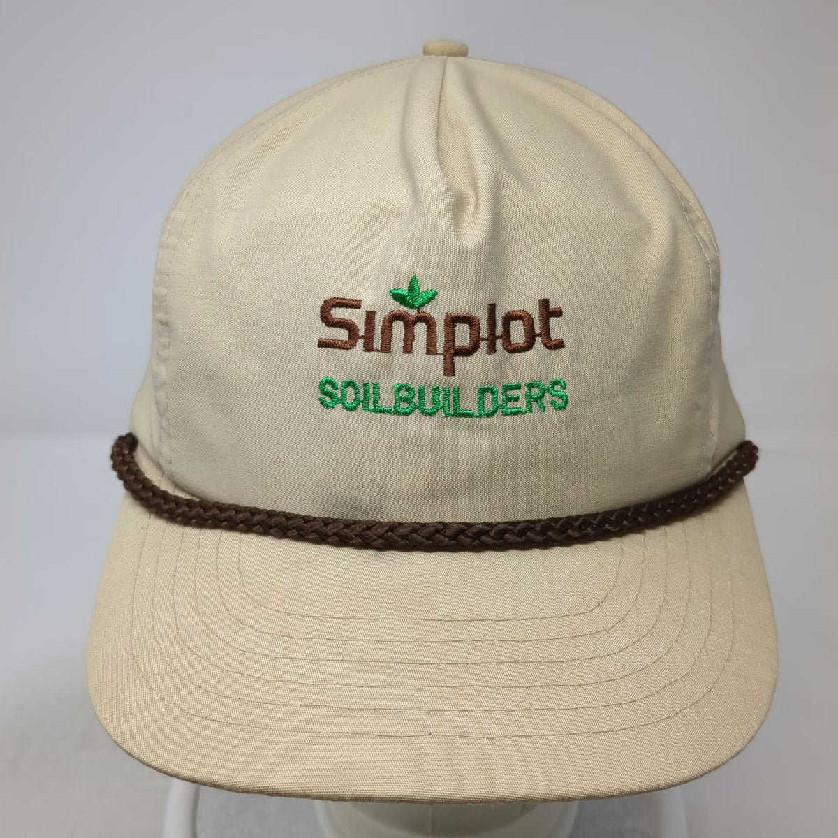 Mountaintop Marketing 5 Panel Beige Simplot Soilbuilders Rope Hat Vintage