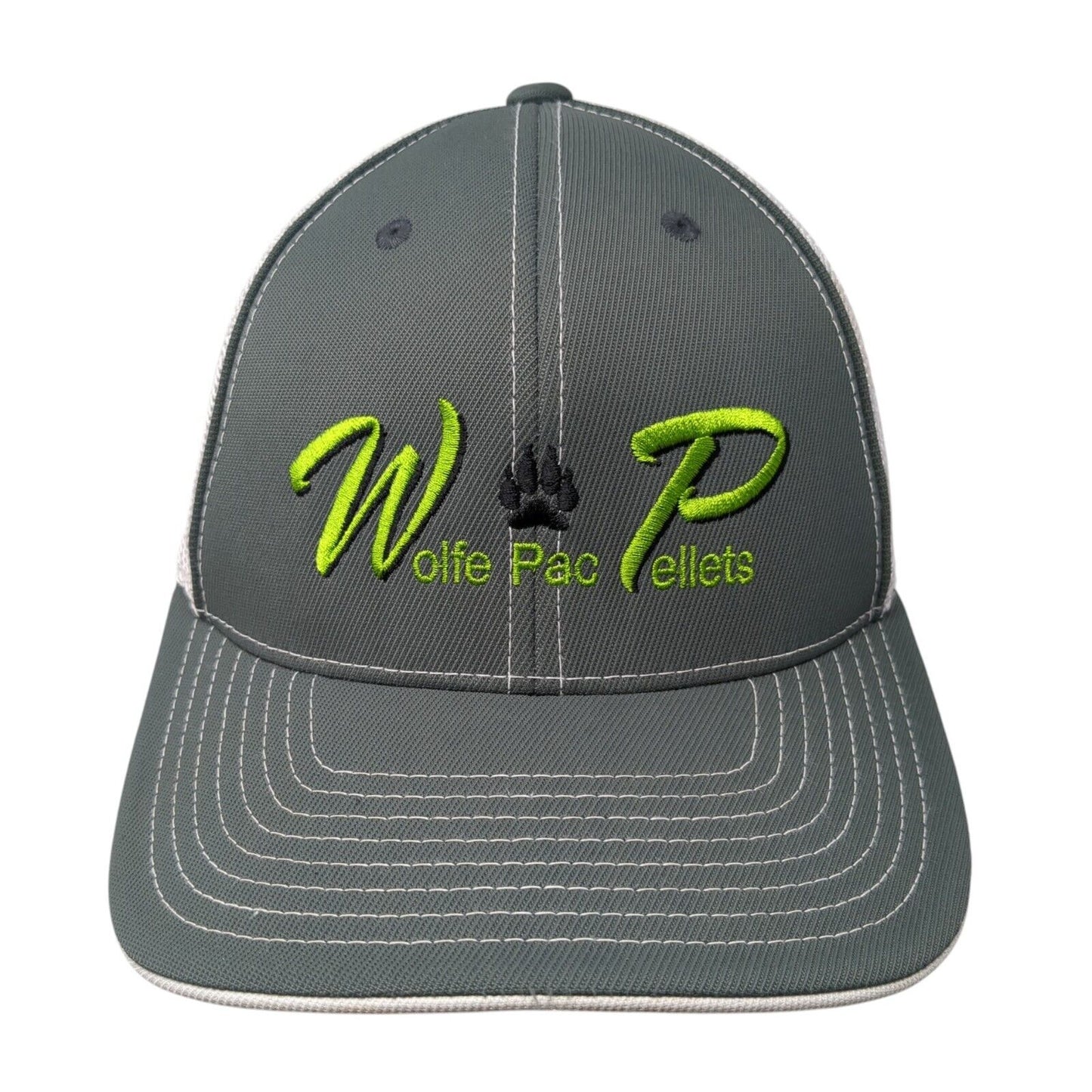 Wolfe Pac Pellets Fitted Mesh Back Trucker Hat Gray 6 7/8-7 3/8 Stretch
