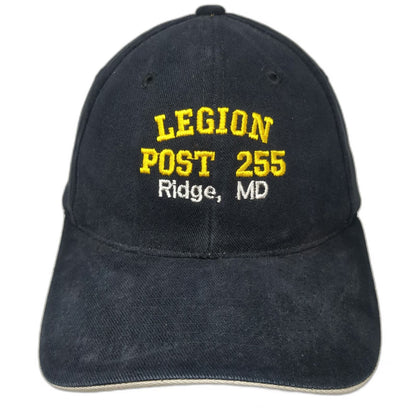 Sportsman Baseball Cap Black OSFM Slideback Cotton Legion Post 255 Ridge MD hat