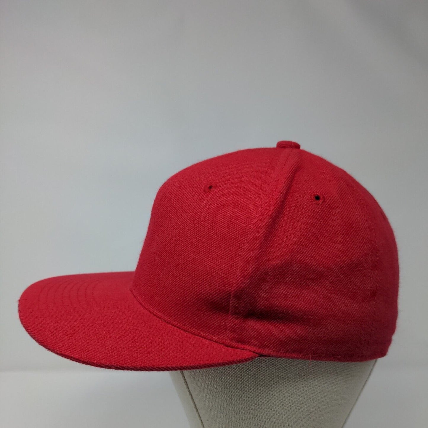 Decky Fitted Hat Red One Size Solid 6 Panel Vent Holes Blank