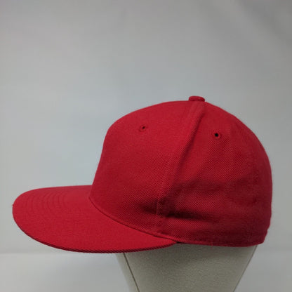 Decky Fitted Hat Red One Size Solid 6 Panel Vent Holes Blank