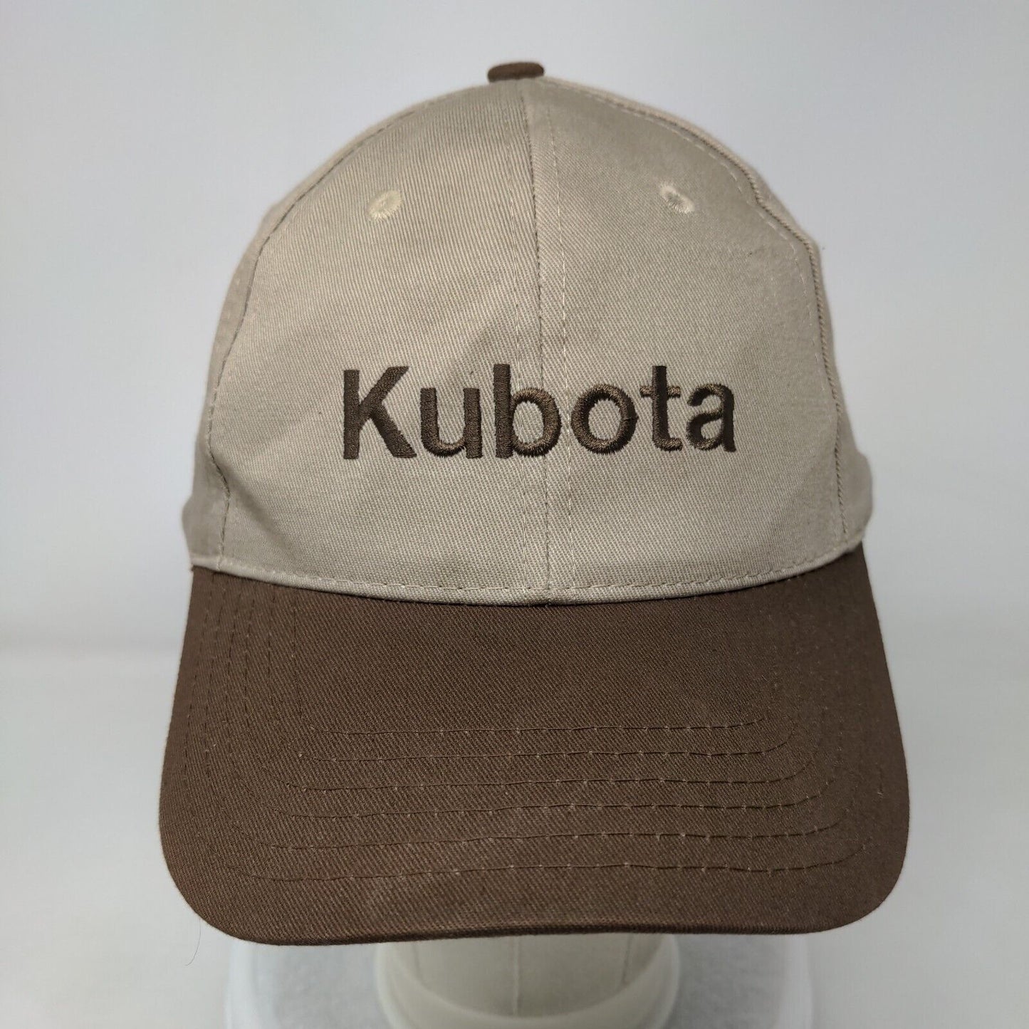 Kubota R&M Tractor Strapback Hat Tan One Size Colorblock K-Products