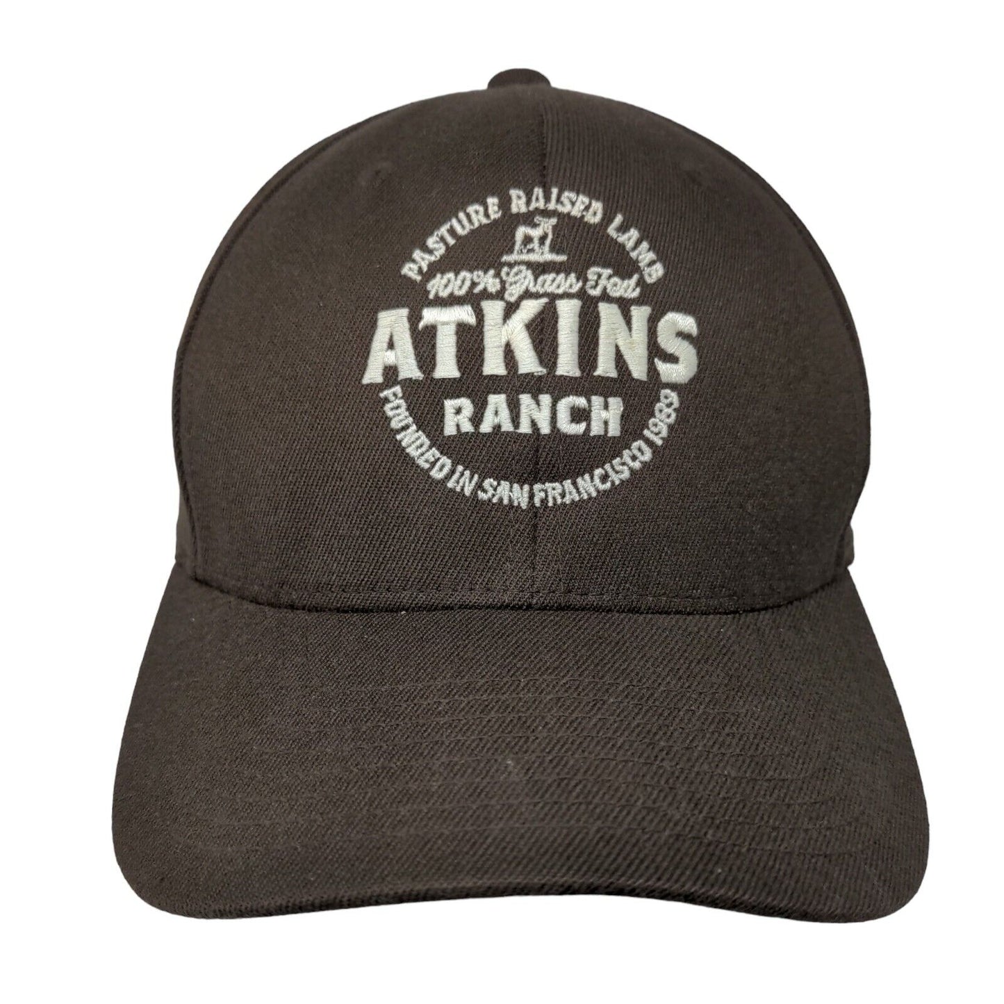 Atkins Ranch Fitted Hat Brown Large/XL Embroidered Flexfit Yupoong