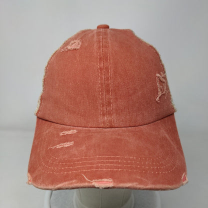 Unbranded Criss Cross Ponytail Trucker Hat Brownish-Orange One Size