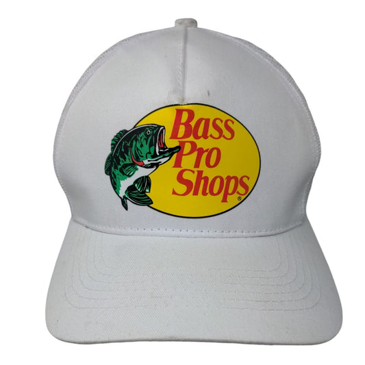 Bass Pro Shops Snapback Trucker Hat White OSFM Mesh Back Gone Fishing