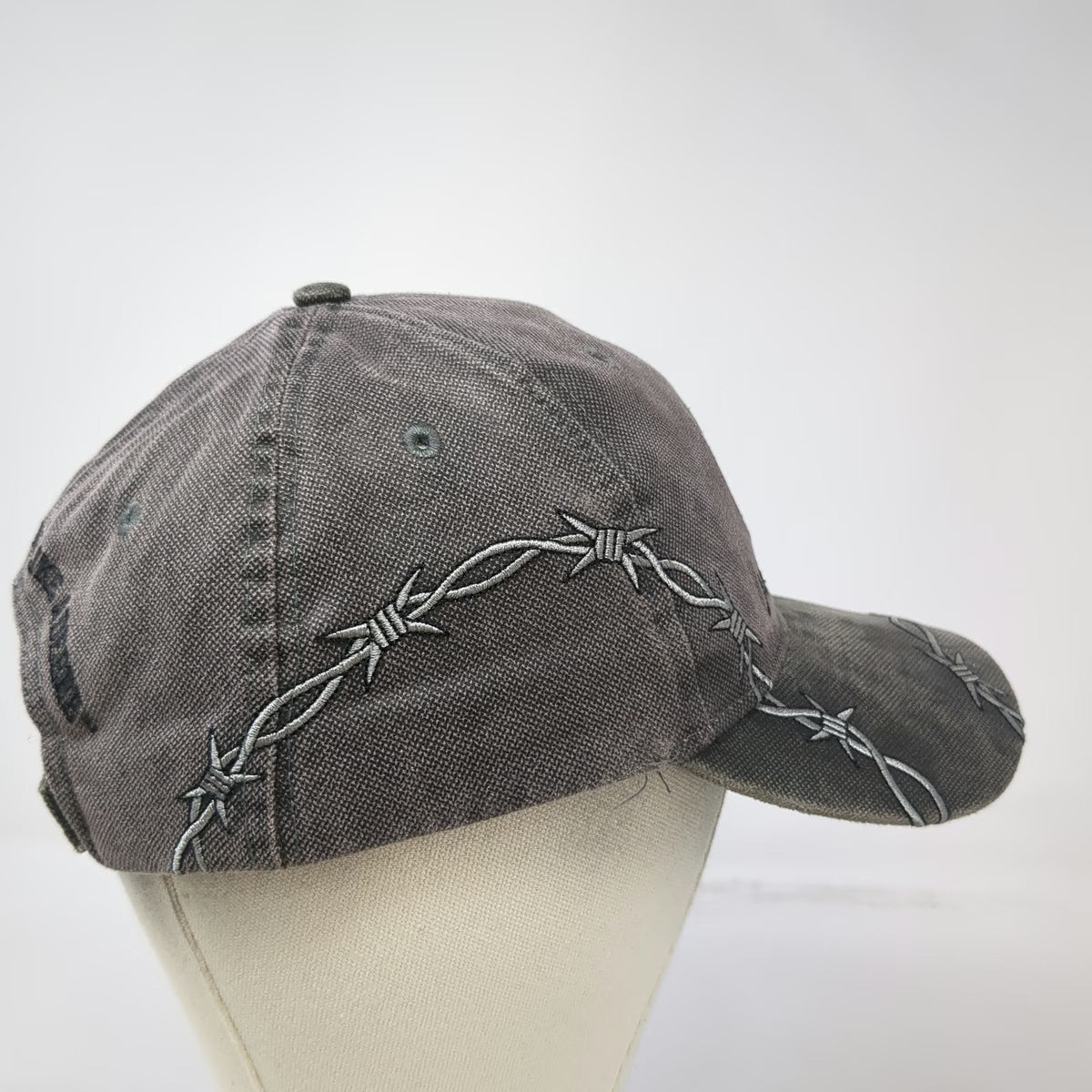 John Deere Gray Baseball Cap One Size Barbed Wire Strapback Hat Graphic Logo
