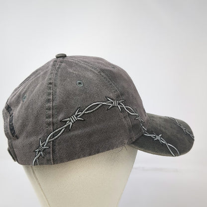 John Deere Gray Baseball Cap One Size Barbed Wire Strapback Hat Graphic Logo